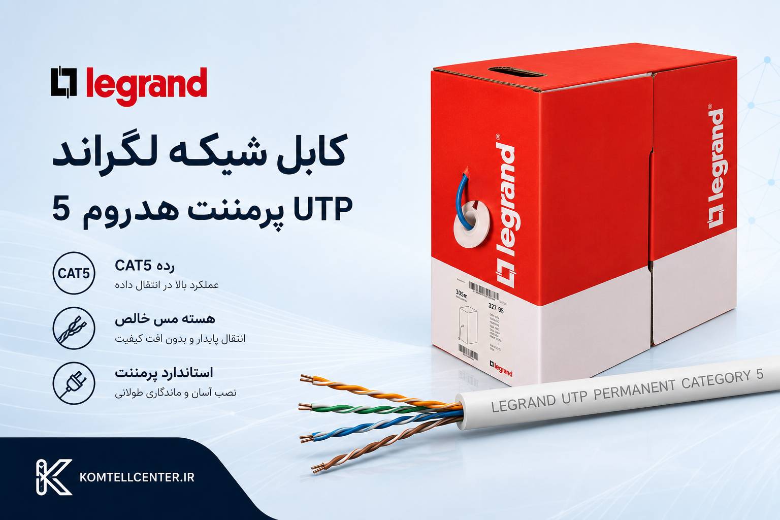 کابل شبکه CAT6 UTP LEGRAND لگراند - تست فلوک - پرمننت هدروم 5
